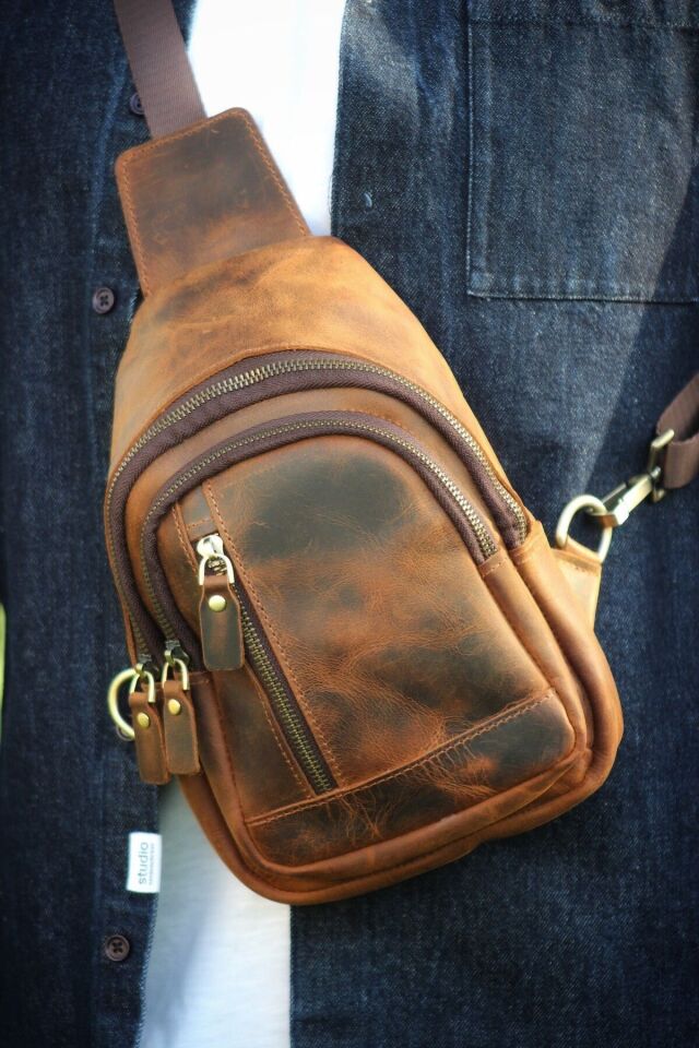 Hakiki Deri Çapraz Askılı Çanta / Sırt ve Göğüs Çantası / Bodybag / Unisex